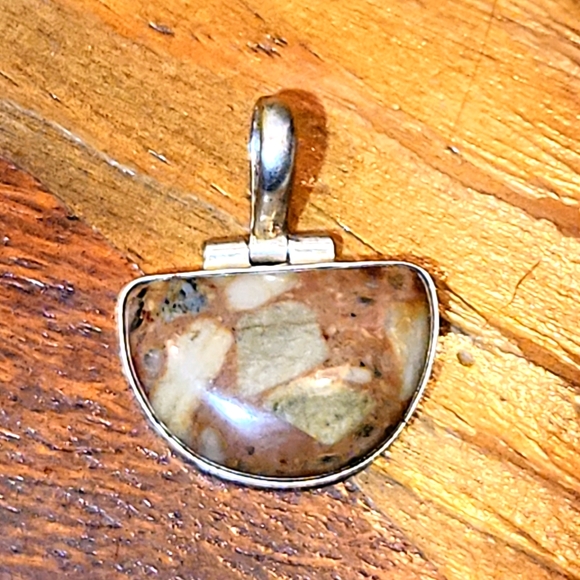 Wondering, Super-Chunky,XLarge, Semi-Circle-Shape Natural Stone Cabochon Pendant - Picture 2 of 7